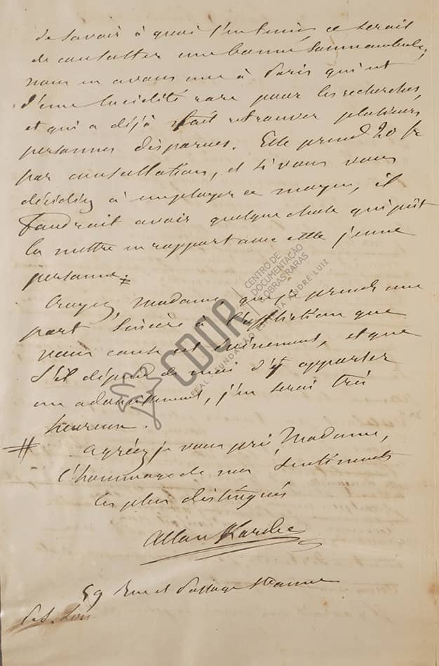 Carta manuscrita de Allan Kardec a la señora Van Calcar página 2