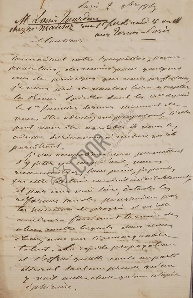 Carta de Kardec a Jourdan 02-11-1863 1