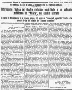 Página 6 de el Heraldo de Madrid (8-2-1935) que contiene la segunda parte del artículo Metempsicosis y Espiritismo