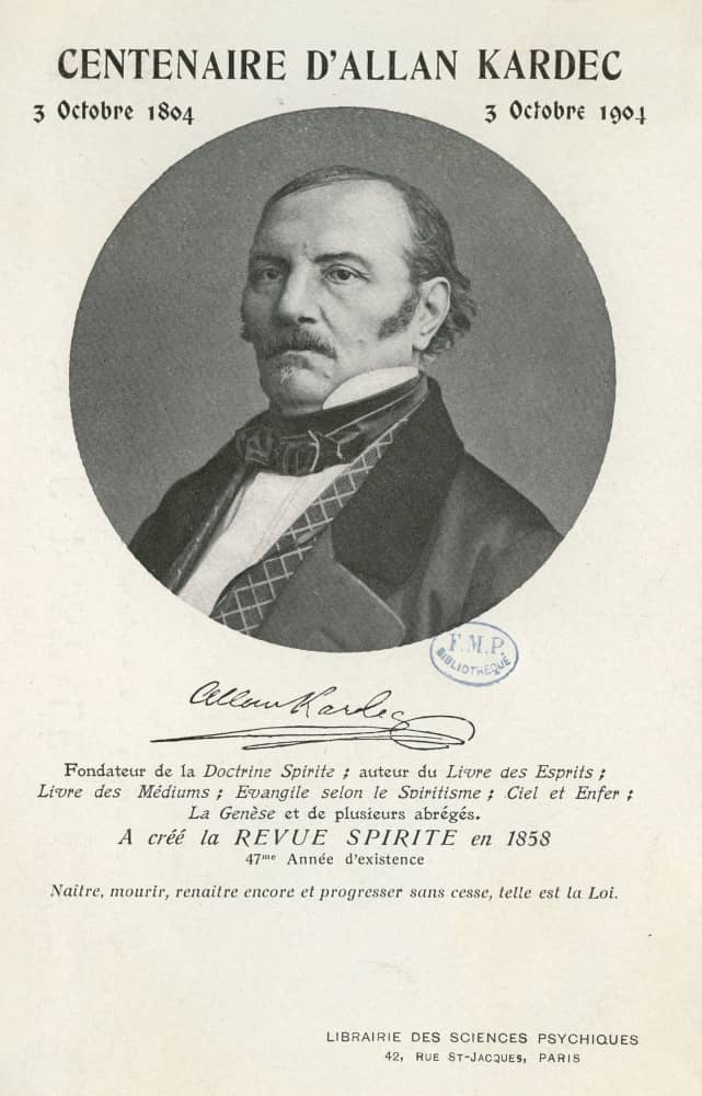 Retrato de Allan Kardec 7 (Hippolyte Leon Denizard Rivail), Centenario de Allan Kardec, diseño e imágenes por Libraire des Sciences Psychiques. (Siglo XIX)