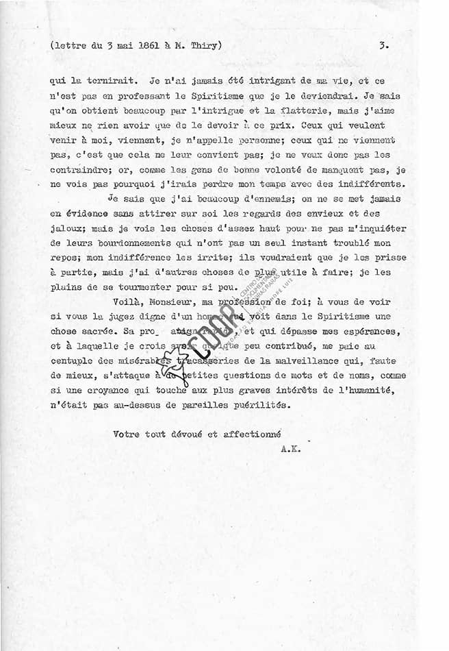 Transcripción carta de Allan Kardec a Thiry 03-05-1861 Página 3